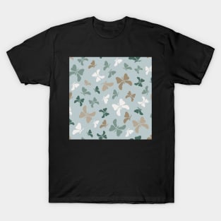 Cool Blue, Teal and Taupe Butterflies T-Shirt